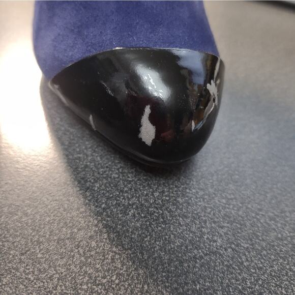 HALSTON Purple Blue Suede 4" Stiletto Skinny Heels Size 5.5 Petite Pumps Retro - Picture 12 of 12